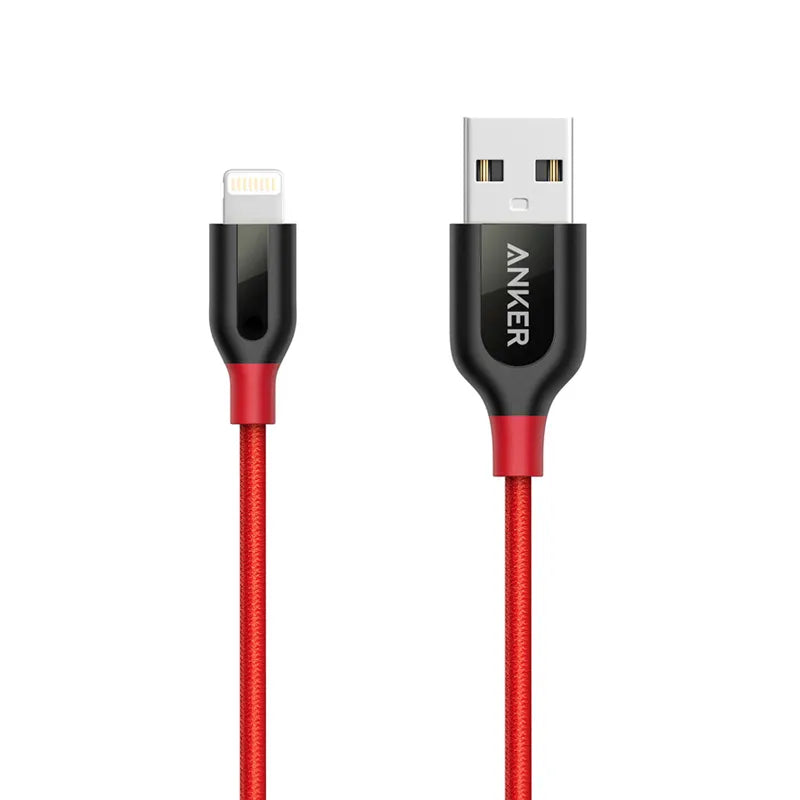 Anker A8122H91 PowerLine+ Lightning 0.9m iPhone/iPad Fast Charging Cable with Pouch - Red