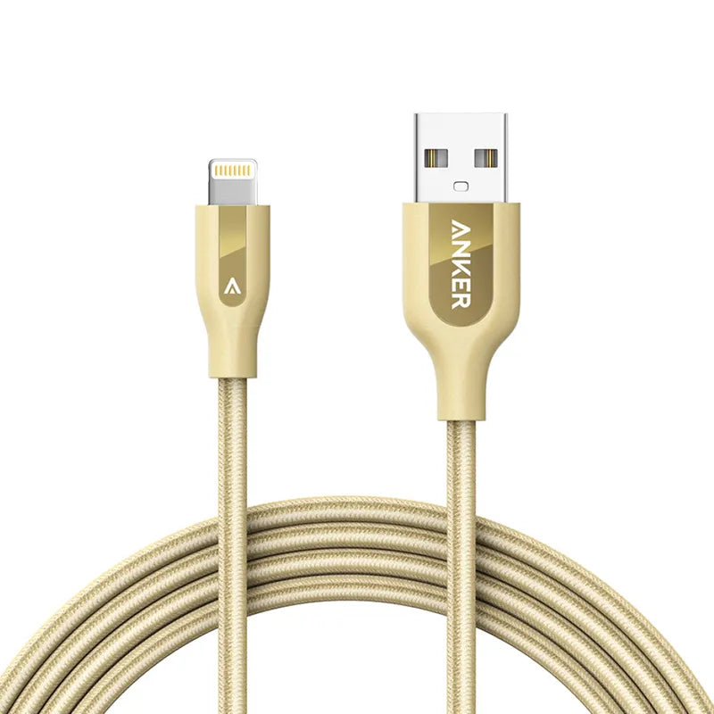 Anker A8122HB1 PowerLine+ Lightning 1.8m iPhone/iPad Fast Charging Cable with Pouch - Gold