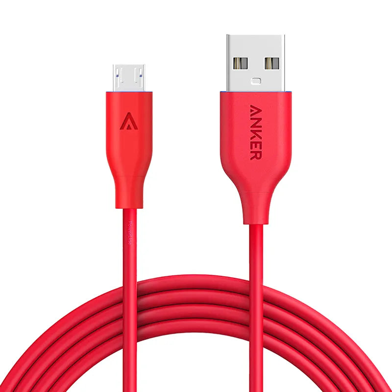 Anker A8134H91 PowerLine 3.0m Android Smartphones Micro USB Charging Cable - Red