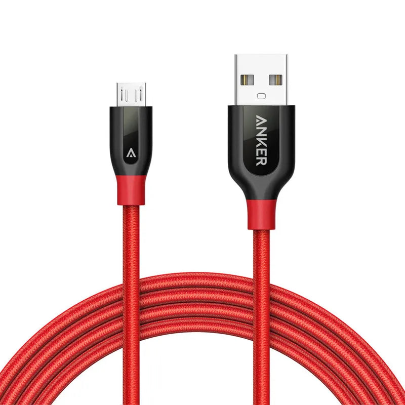 Anker A8143H91 PowerLine+ Micro 1.8m Android Smartphones USB Cable with Pouch - Red