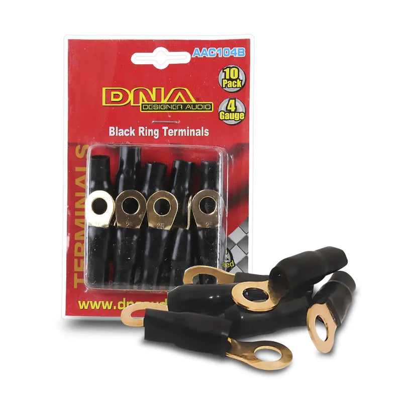 DNA AAC104B 4 Gauge Ring Terminals Black - 10 Pack