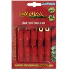 DNA AAC204R 4 Gauge Fork Terminal Red - 10 Pack