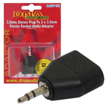DNA AAR110 3.5mm Stereo Plug To 2 Socket Adaptor - 1 Pack