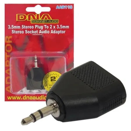 DNA AAR110 3.5mm Stereo Plug To 2 Socket Adaptor - 1 Pack