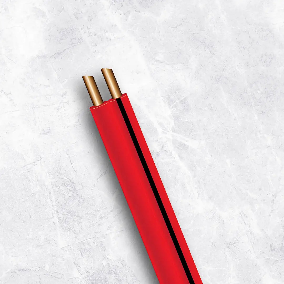 OEX ACX0804L | 4mm 100m Roll Automotive Cable | Twin CoreFigure 8 Red With Black Trace