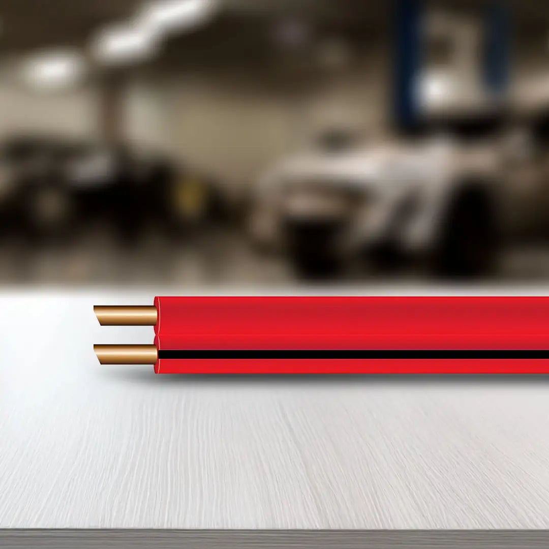 OEX ACX0804L | 4mm 100m Roll Automotive Cable | Twin CoreFigure 8 Red With Black Trace