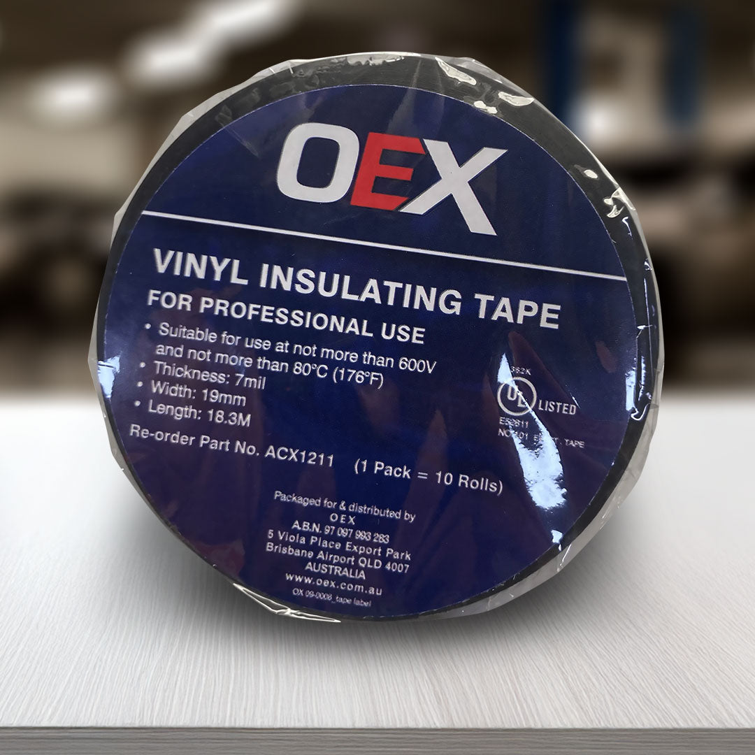 OEX ACX1211 | 19mm 18.3M Insulation Tape | Adhesive PVC 10Pkt