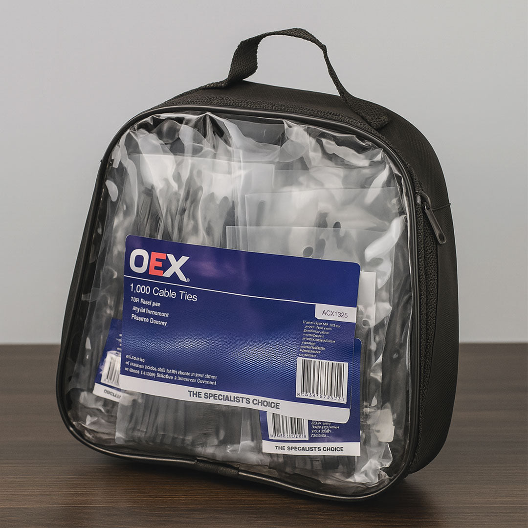 OEX ACX1325 | 1000Pc Black Nylon Cable Tie Kit – Heavy Duty, UV-Resistant, Multi-Size Assortment