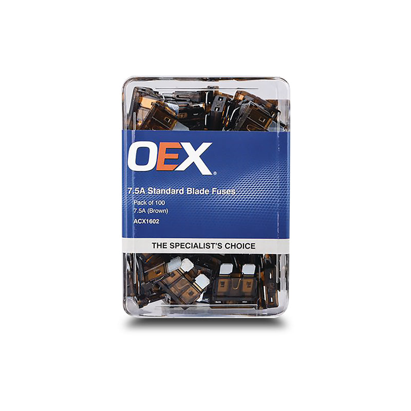 OEX ACX1602 Standard Blade Fuse, 7.5A Brown - Pack of 100