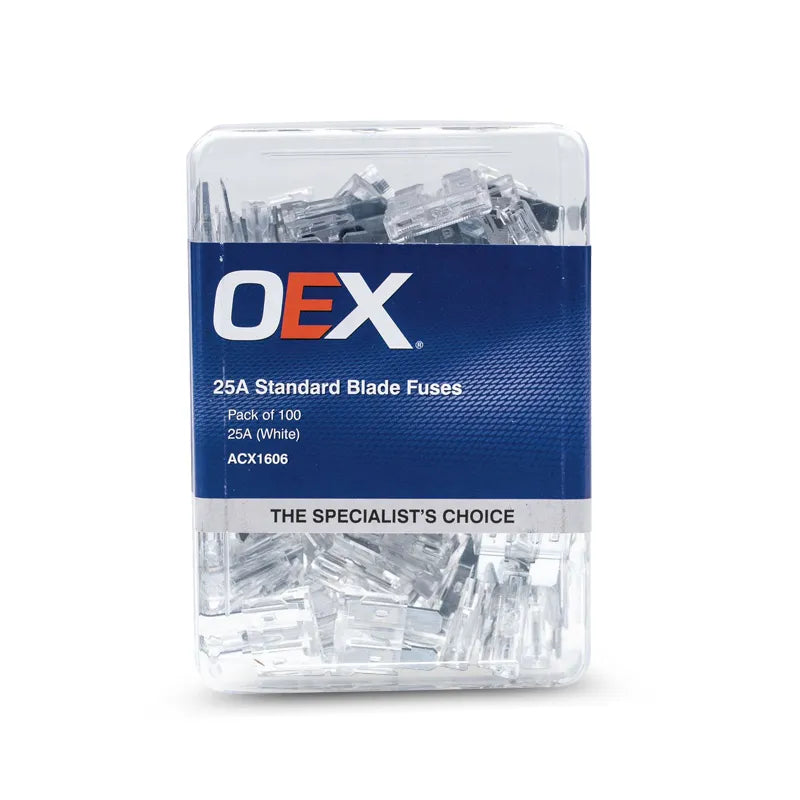 OEX ACX1606 Standard Blade Fuse 25A White Pack of 100