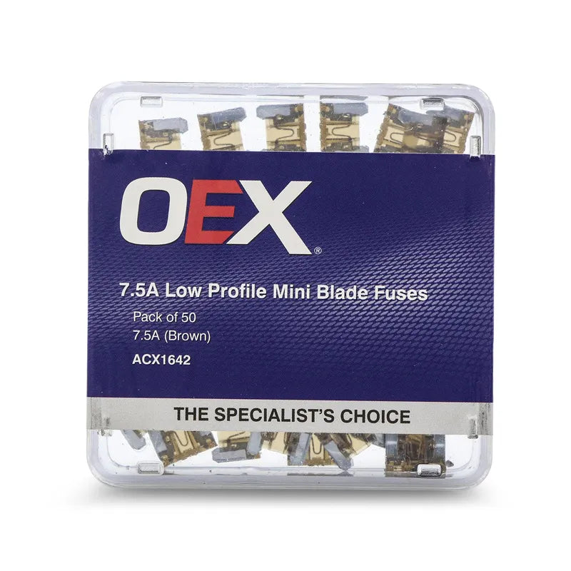 OEX ACX1642 Low Profile Mini Blade Fuse 7.5A Brown Pack of 50