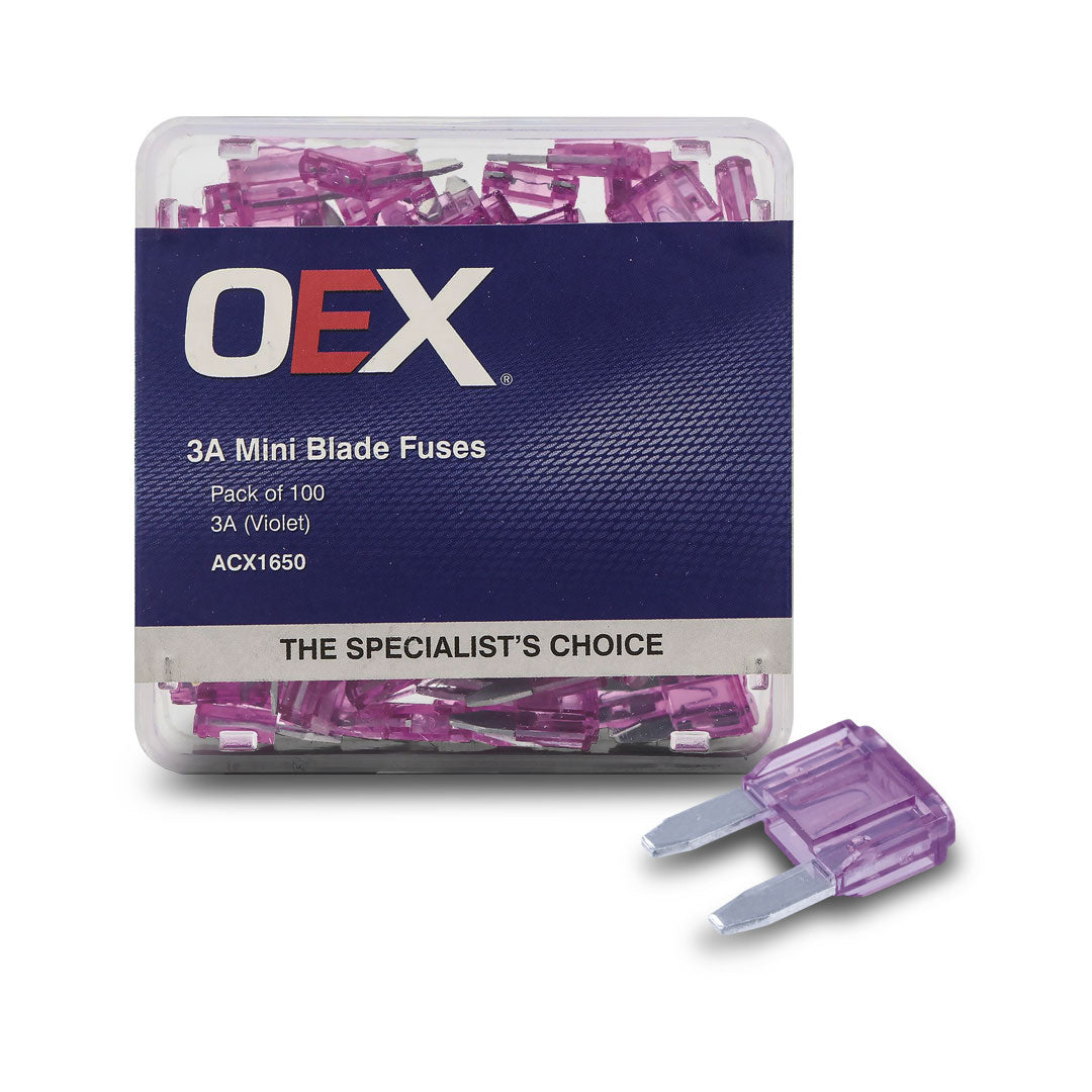 OEX ACX1650 | 3A Fuse | Mini Blade Violet - Pack of 100
