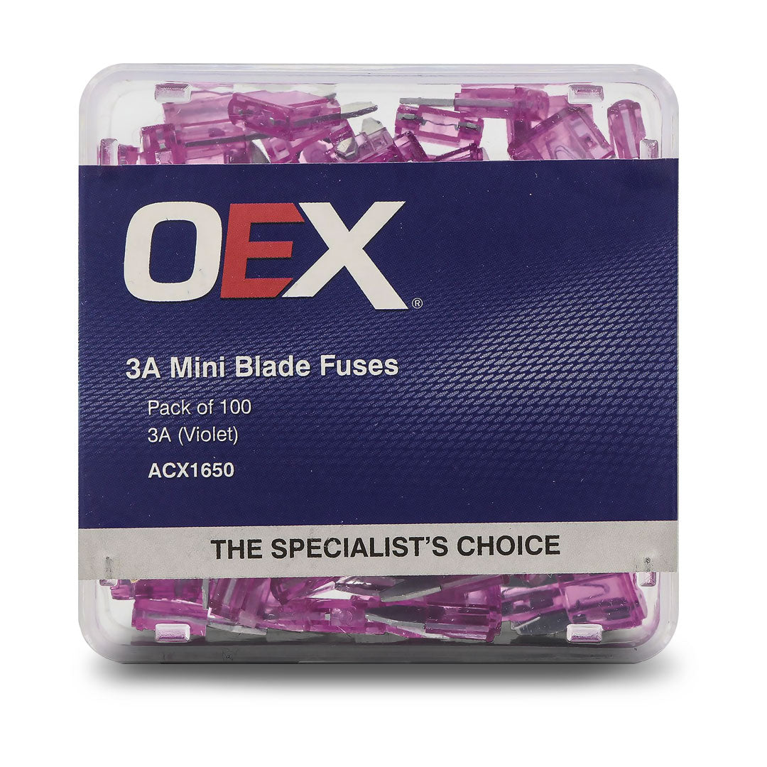OEX ACX1650 | 3A Fuse | Mini Blade Violet - Pack of 100