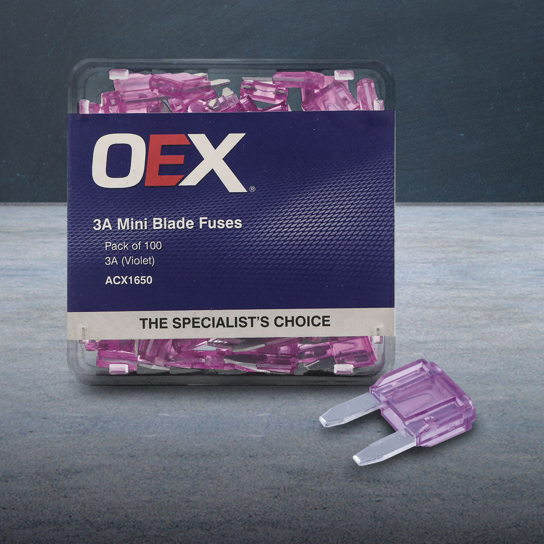 OEX ACX1650 | 3A Fuse | Mini Blade Violet - Pack of 100