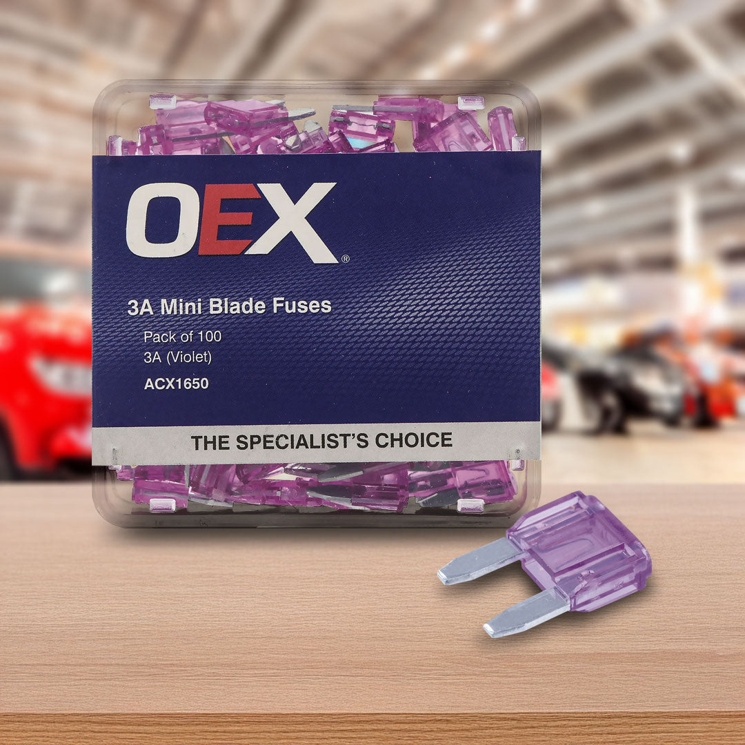 OEX ACX1650 | 3A Fuse | Mini Blade Violet - Pack of 100