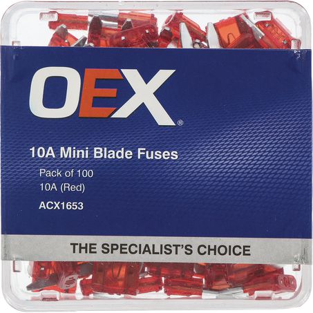OEX ACX1653 Mini Blade Fuse 10A Red Pack of 100