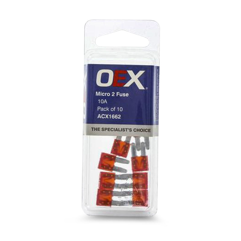 OEX ACX1662 Micro 2 Blade Fuse 10A Red Pack of 10