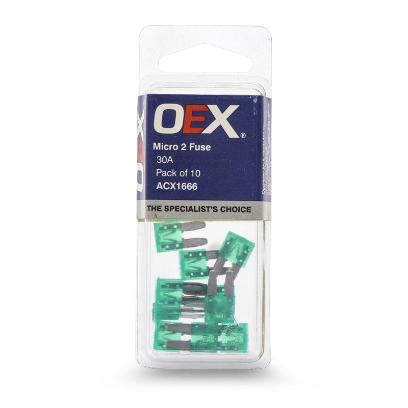 OEX ACX1666 Micro 2 Blade Fuse 30A Green Pack of 10