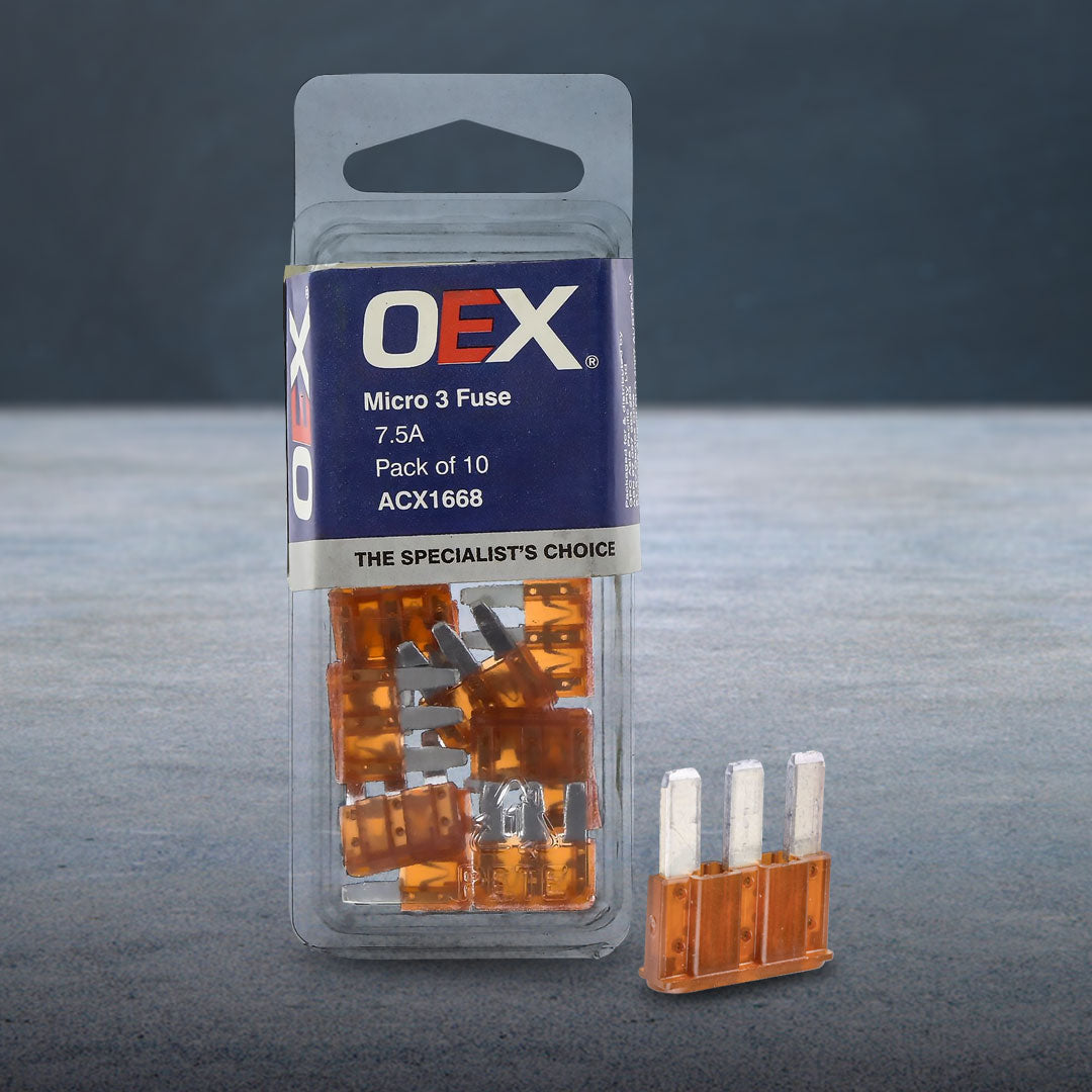 OEX ACX1668 | 7.5A Fuse | Micro 3 Blade Brown - Pack of 10