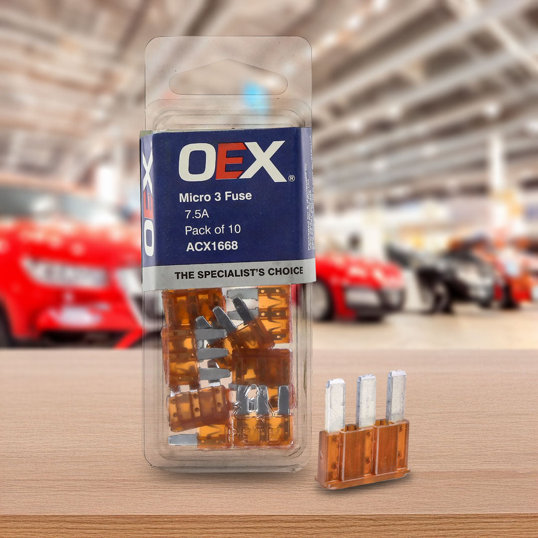 OEX ACX1668 | 7.5A Fuse | Micro 3 Blade Brown - Pack of 10
