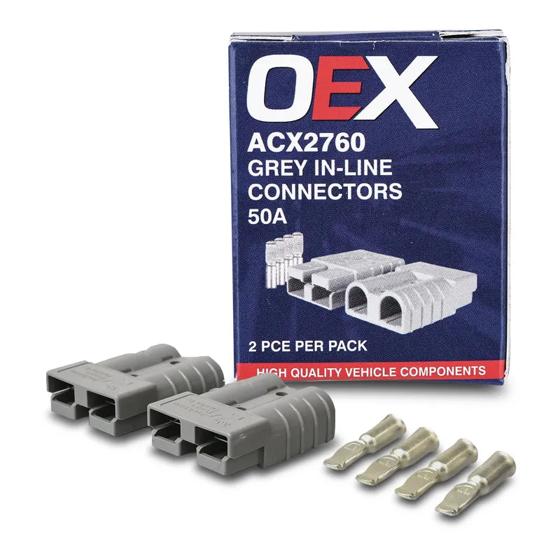 OEX ACX2760 50A Genuine Anderson Plug Connector Grey - 1 Pair with Terminals