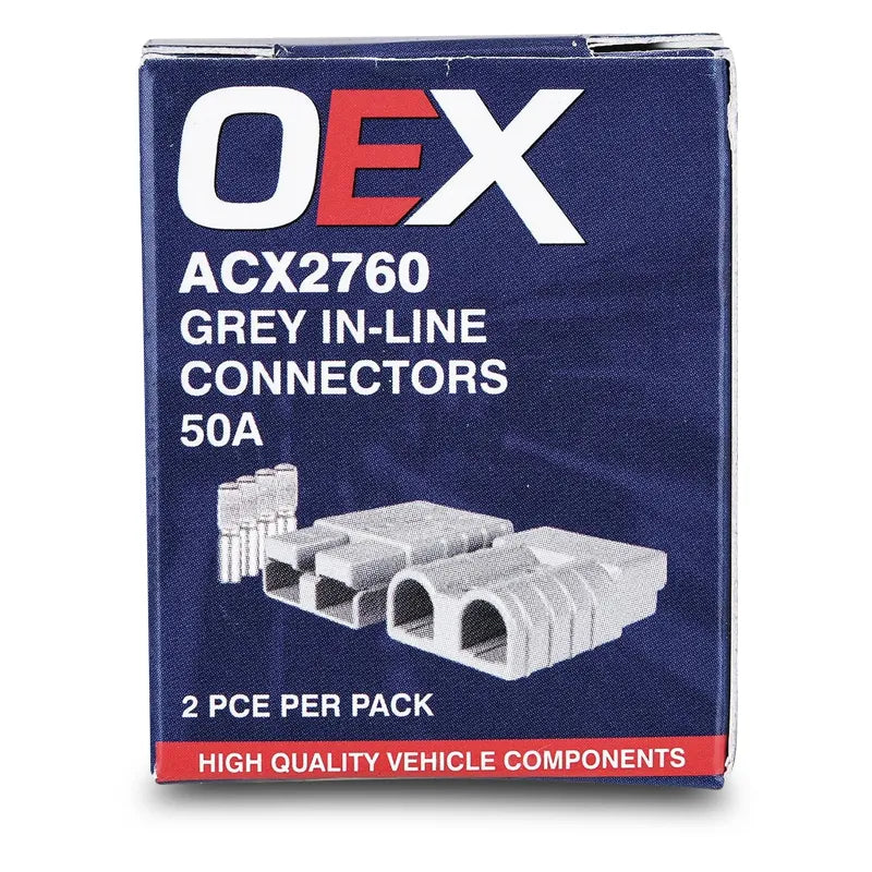 OEX ACX2760 50A Genuine Anderson Plug Connector Grey - 1 Pair with Terminals