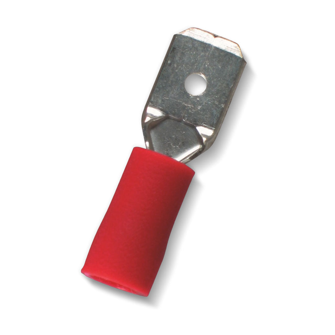 OEX ACX3006 | Red Male Blade Crimp Terminals 6.3x0.8mm – Vinyl Insulated, 100pc Pack