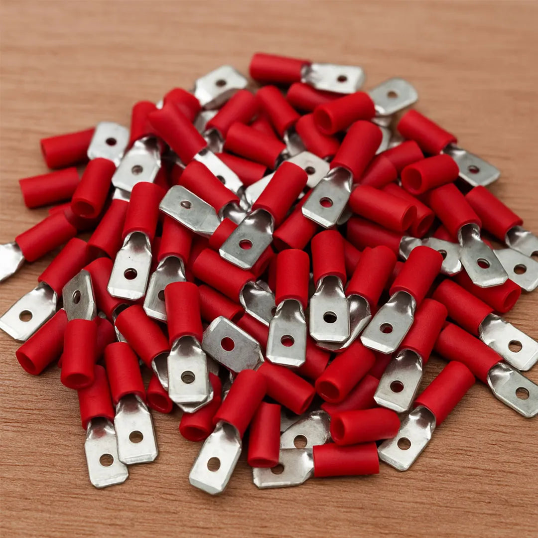 OEX ACX3006 Red Male Blade Crimp Terminals 6.3x0.8mm Vinyl Insulated 100pc Pack
