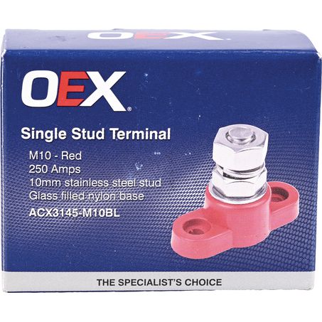 OEX ACX3145-M10BL 250A Single Stud Terminal M10 - Red
