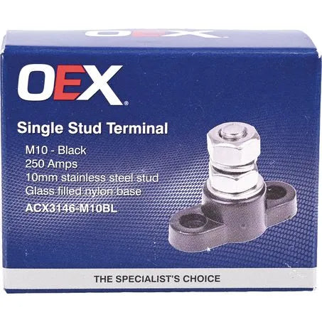 OEX ACX3146-M10BL 250A Single Stud Terminal M10 - Black