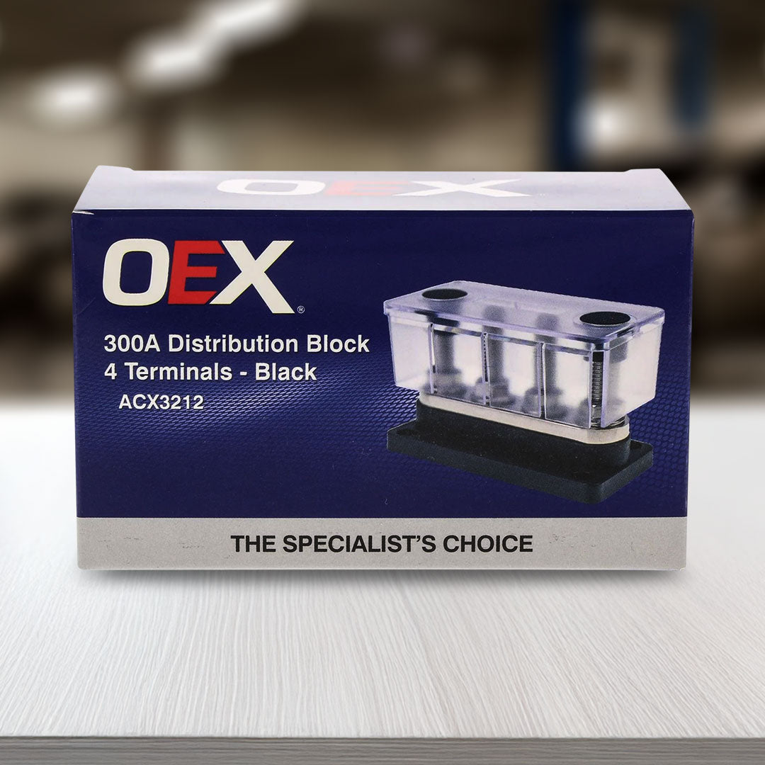 OEX ACX3212 300A Distribution Block 4 Terminals Black
