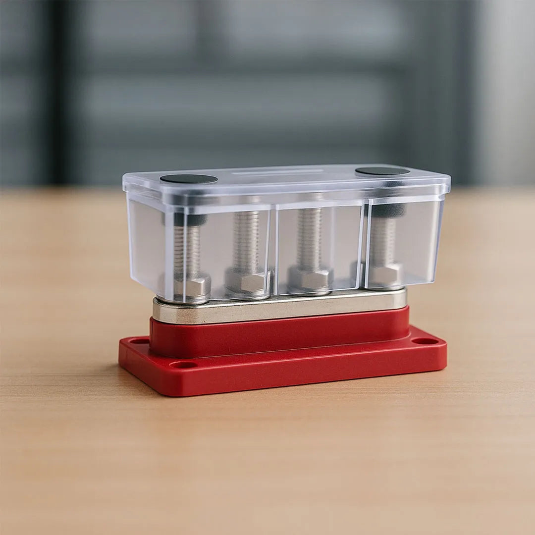 OEX ACX3213 300A Distribution Block 4 Terminals Red