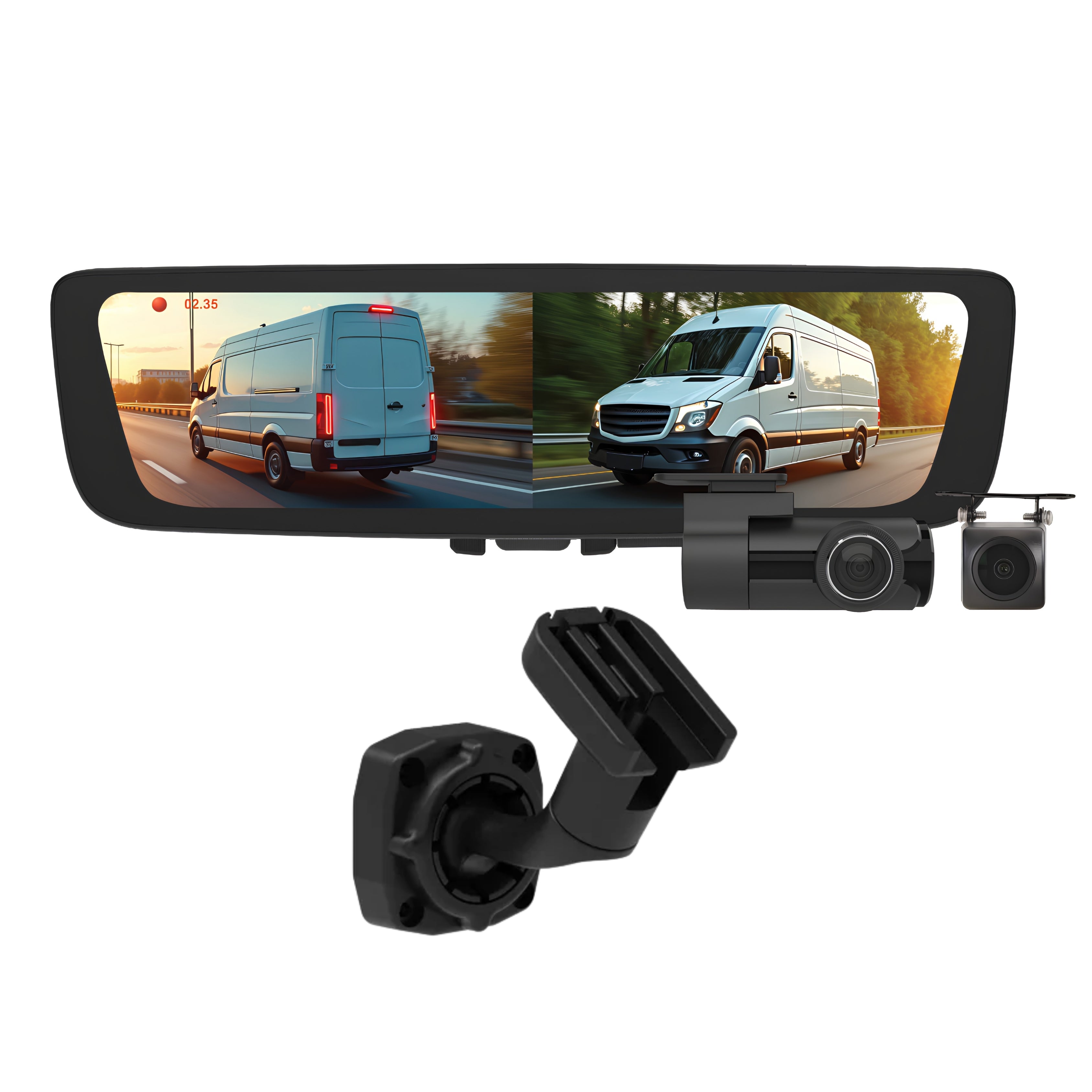 Aerpro AEM2RB12 9.66" E-Mirror Front and Rear DVR Merc Renault VW