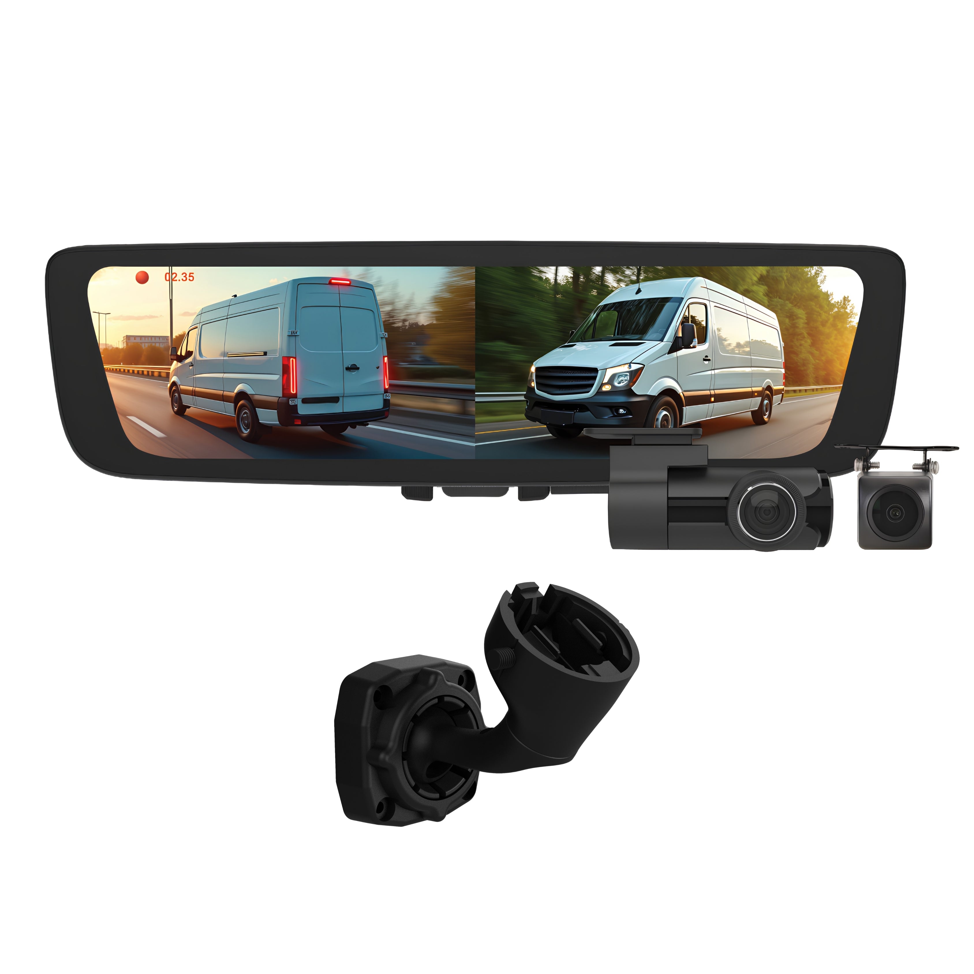 Aerpro AEM2RB3 9.6 Inch Digital E-Mirror Front Rear DVR Camera Kit VW
