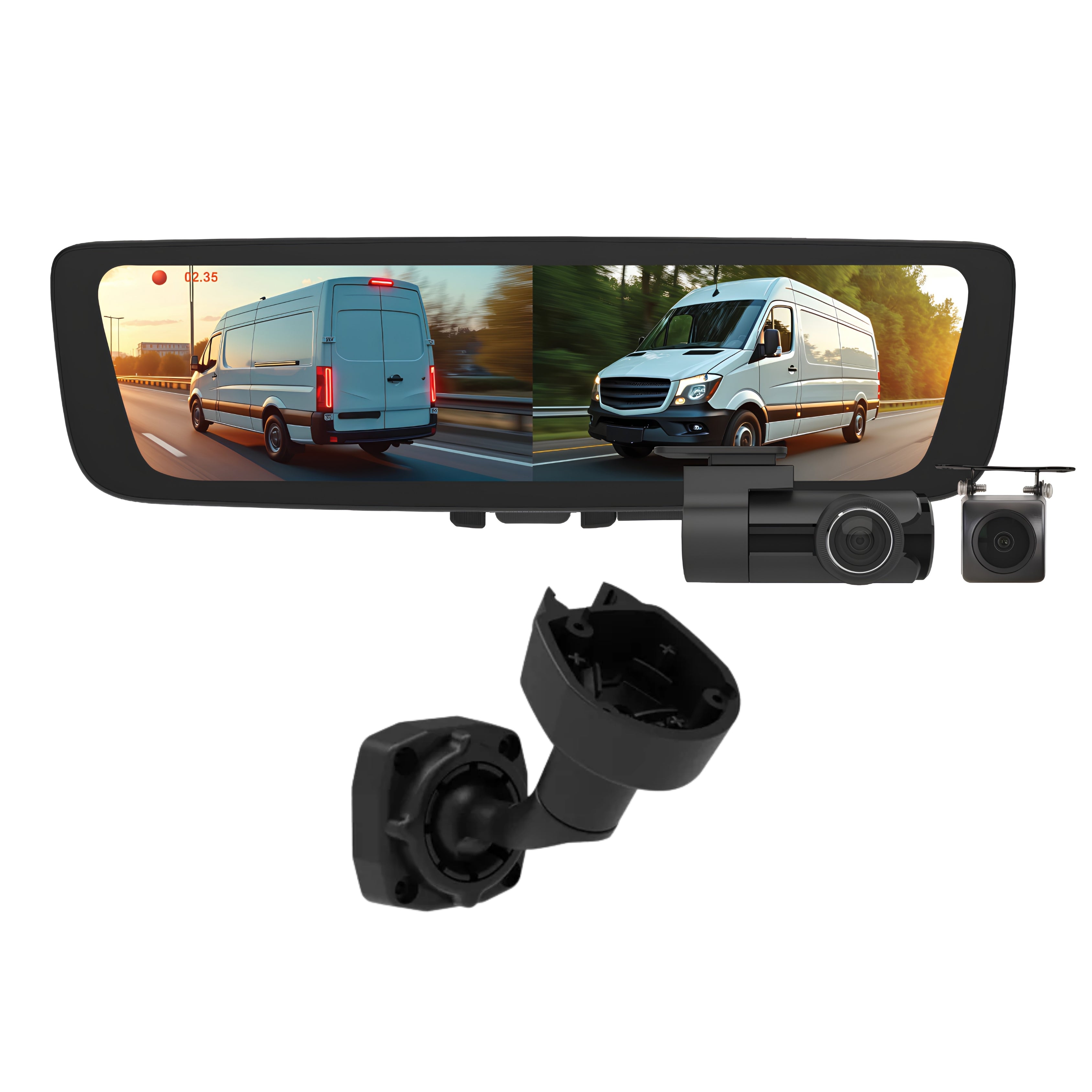 Aerpro AEM2RB3B 9.66" E-Mirror Front and Rear DVR Citroen Fiat Peugeot