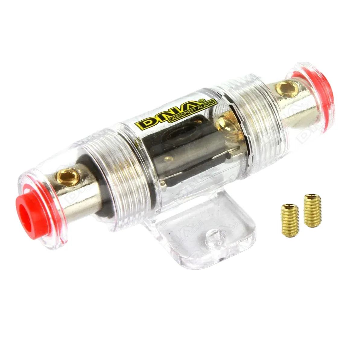 DNA AFC102UP Ni Plated Clear Inline AFC Fuse Holder With 80 Amp Fuse
