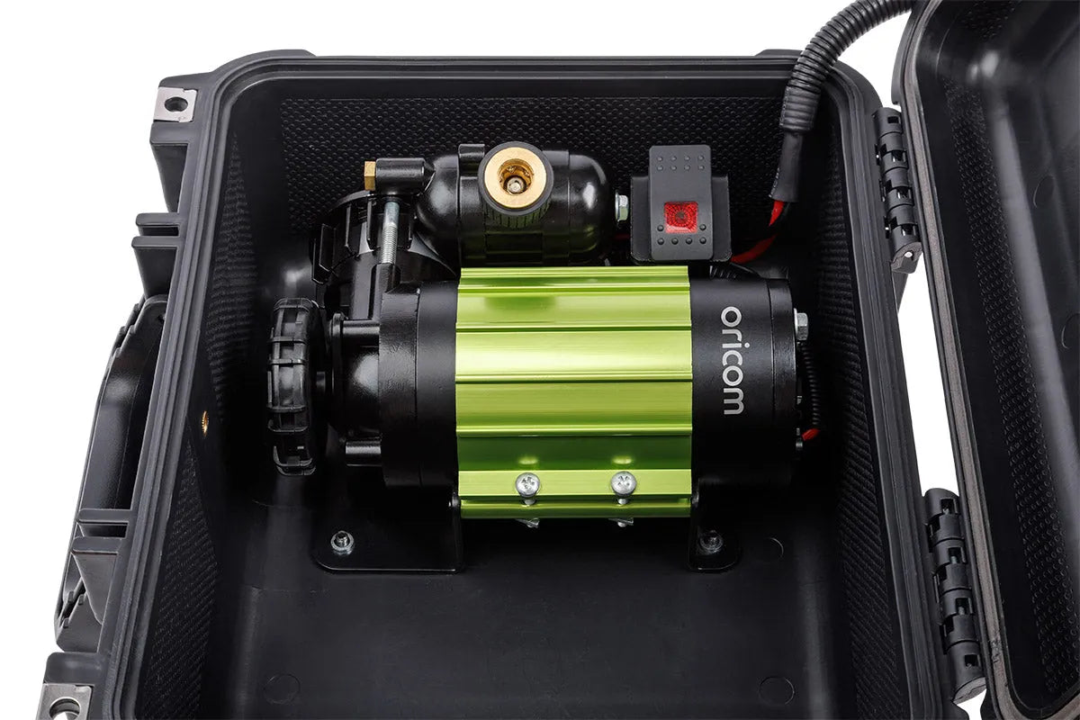Oricom AIR30KIT Portable Air Compressor Kit with Heavy Duty Case + Twin Tyre Inflator/Deflator Combo