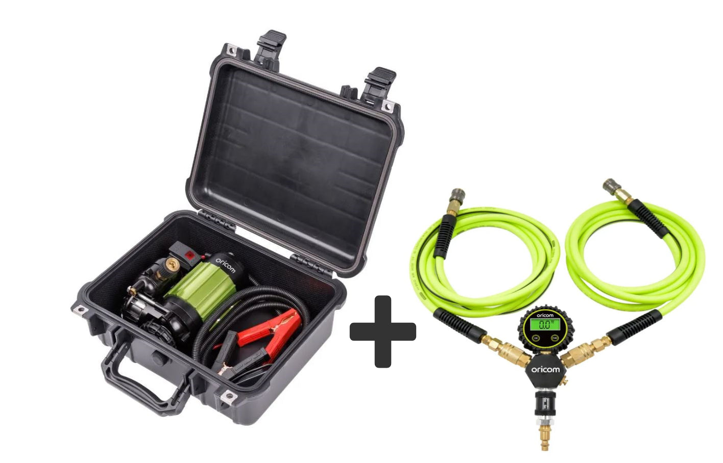 Oricom AIR30KIT Portable Air Compressor Kit with Heavy Duty Case + Twin Tyre Inflator/Deflator Combo