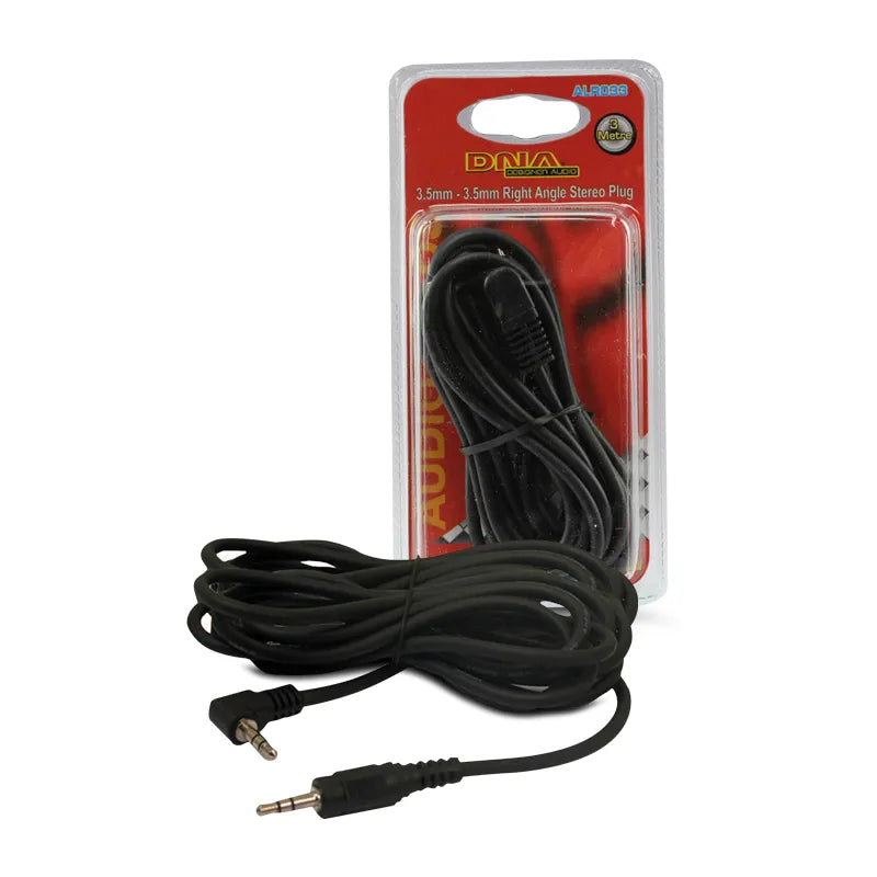 DNA ALR033 3m 3.5mm Stereo Plug To 3.5mm Right Angle Plug Audio Lead