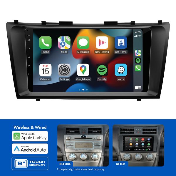 AERPRO AMATO46 9" Multimedia Receiver to Suit Toyota Camry/Aurion (2006-2011) - Non-Amplified (Black)