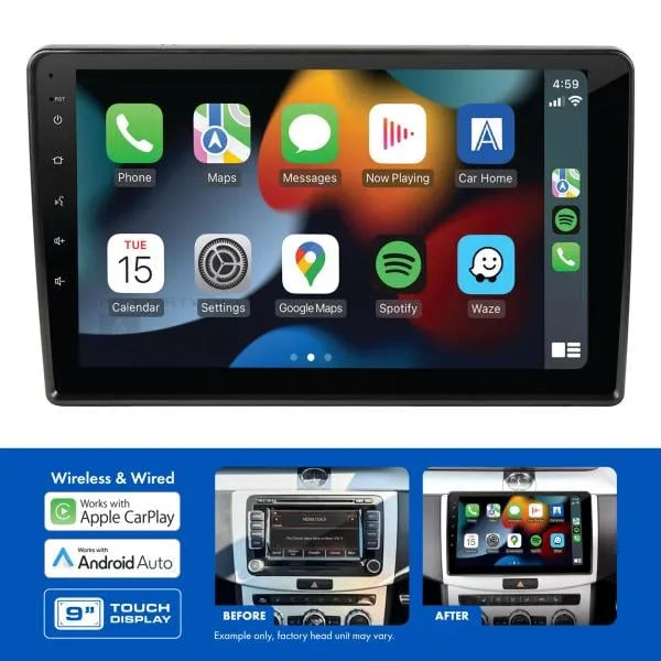 AERPRO AMAVW15 9-Inch Multimedia Receiver Head Unit Upgrade Kit for Volkswagen Beetle and Tiguan 2015-2016 with Factory MIB-PQ Unit
