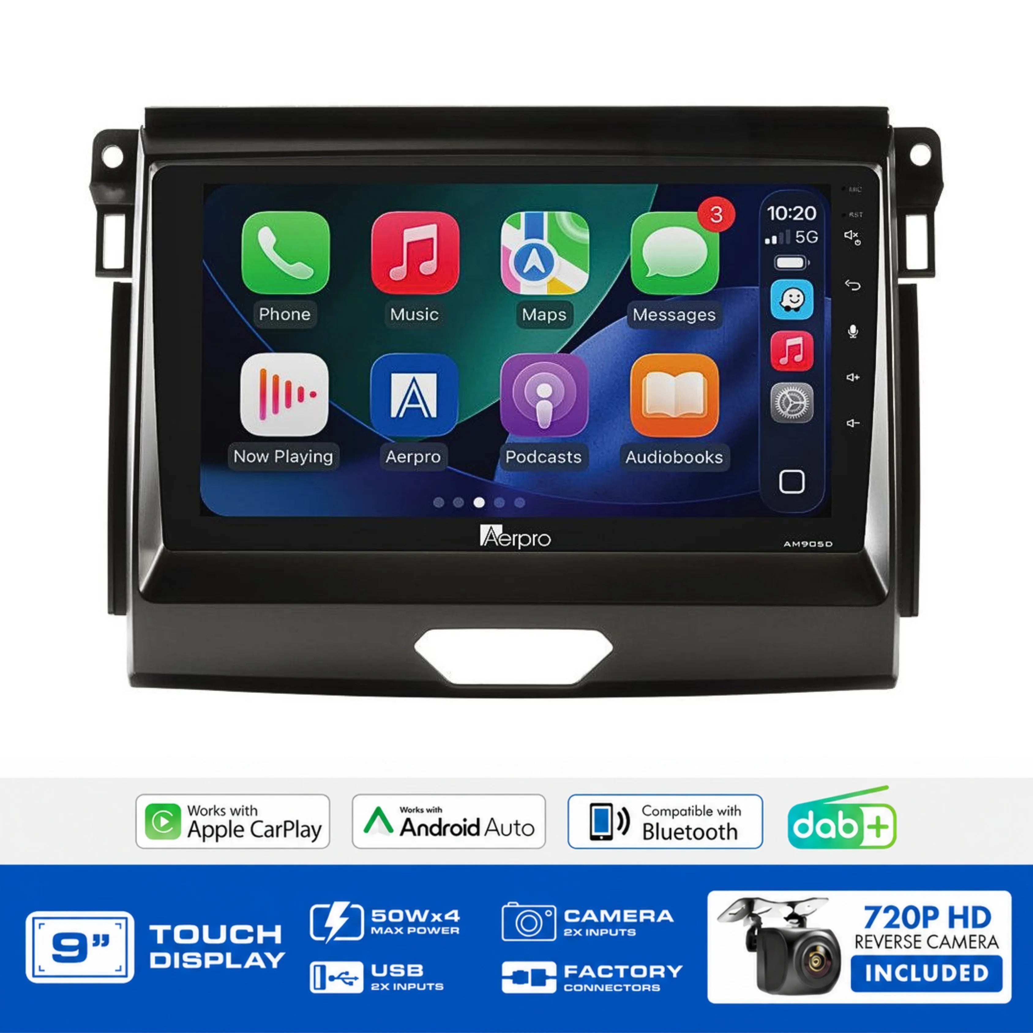 Aerpro AMDFO3 9" Wireless CarPlay Ford Ranger Everest 2015-18