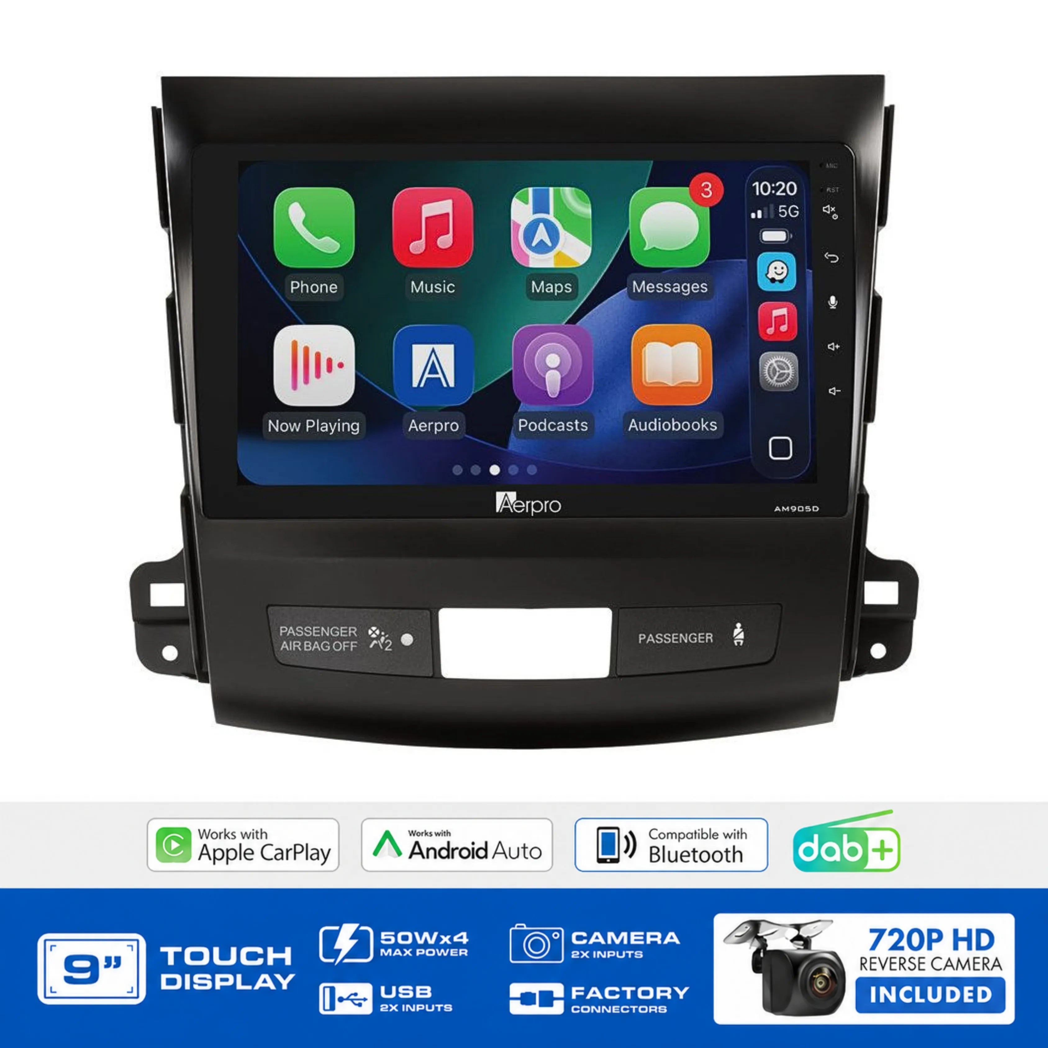 Aerpro AMDMB12 9" Multimedia Receiver Outlander Peugeot 4007