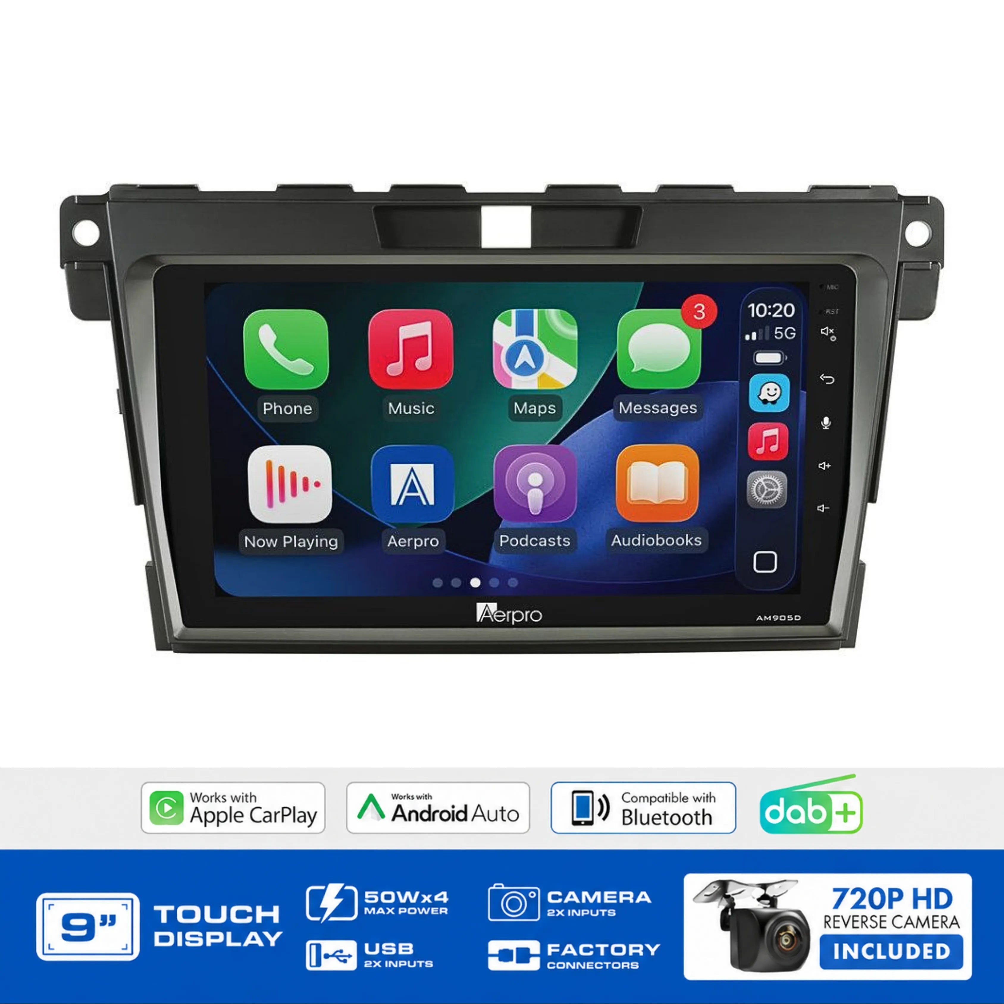 Aerpro AMDMZ21 9" Multimedia Receiver Mazda CX7 2009-2012 Amp
