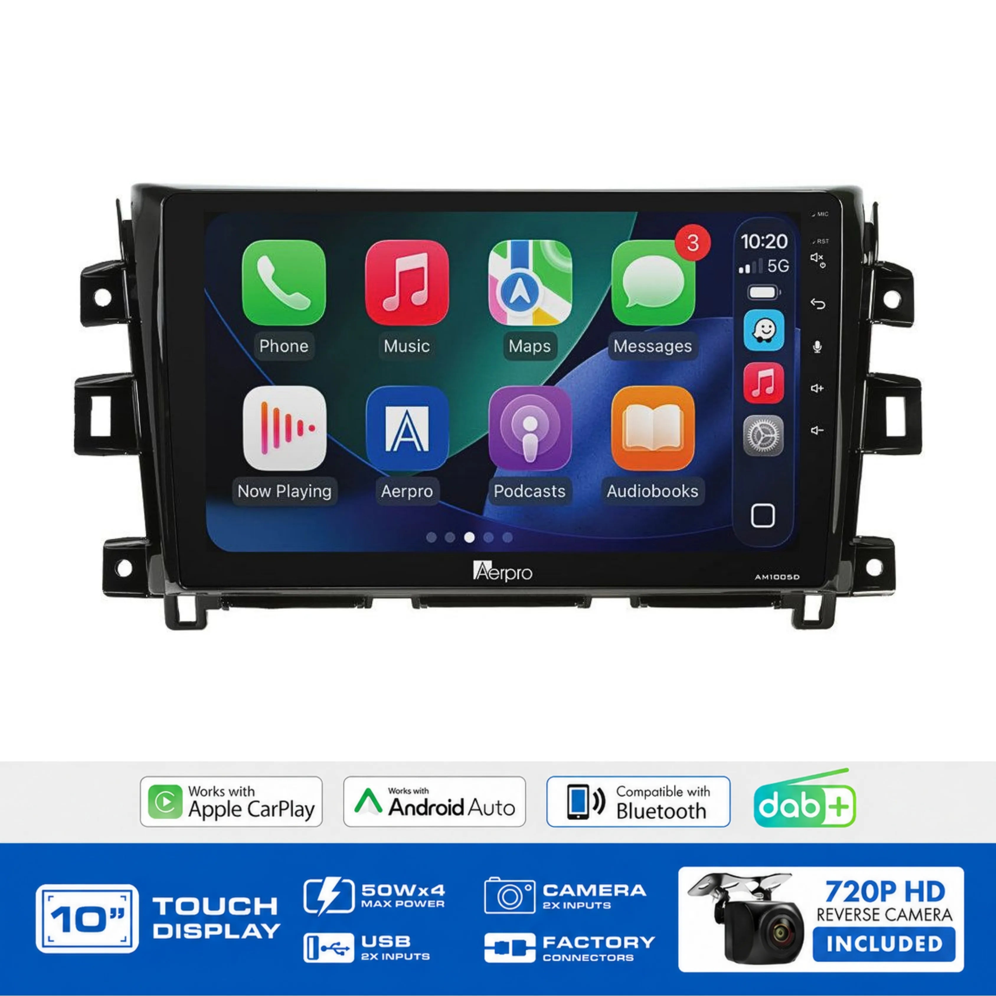 Aerpro AMDNI15 10" Multimedia Receiver Navara 360 Cam 2019-23