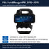 Aerpro AMTCFO2 12.3 inch head unit in its black facia for Ford Ranger PX 2012-2015, with fit, steering wheel control and air vent notes, fitted at Albion Park Rail and South Nowra