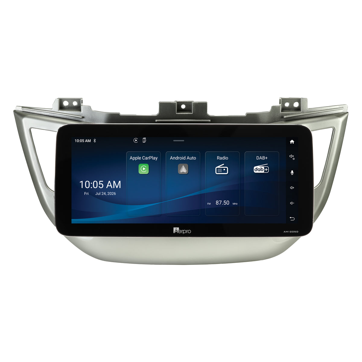 Aerpro AMTCHY11 12.3 inch head unit showing the Aerpro home screen