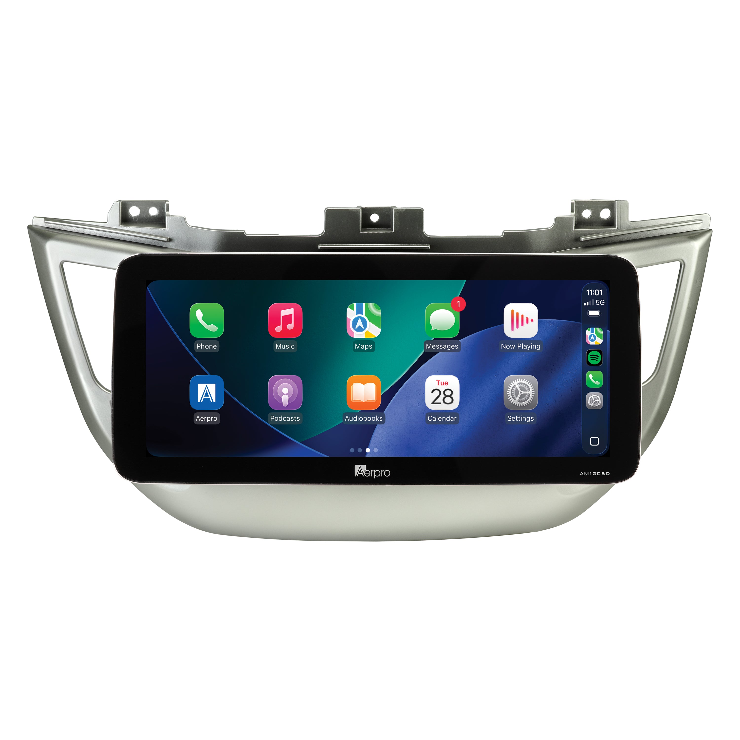 Aerpro AMTCHY12 12.3 inch head unit for Tucson 2017-2018 Nav, showing Apple CarPlay