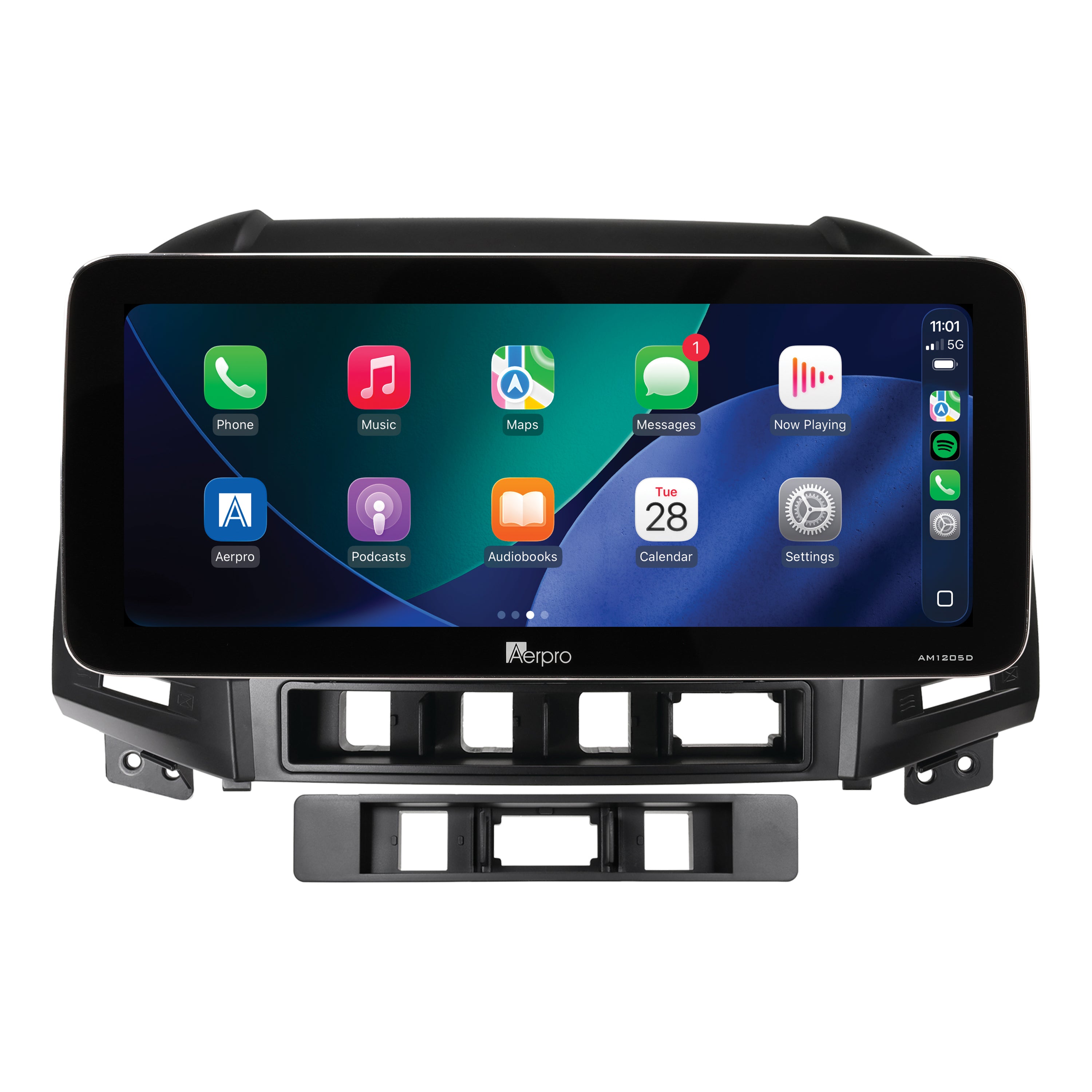 Aerpro AMTCHY19 12.3 inch head unit for Santa Fe 2006-2009, showing Apple CarPlay