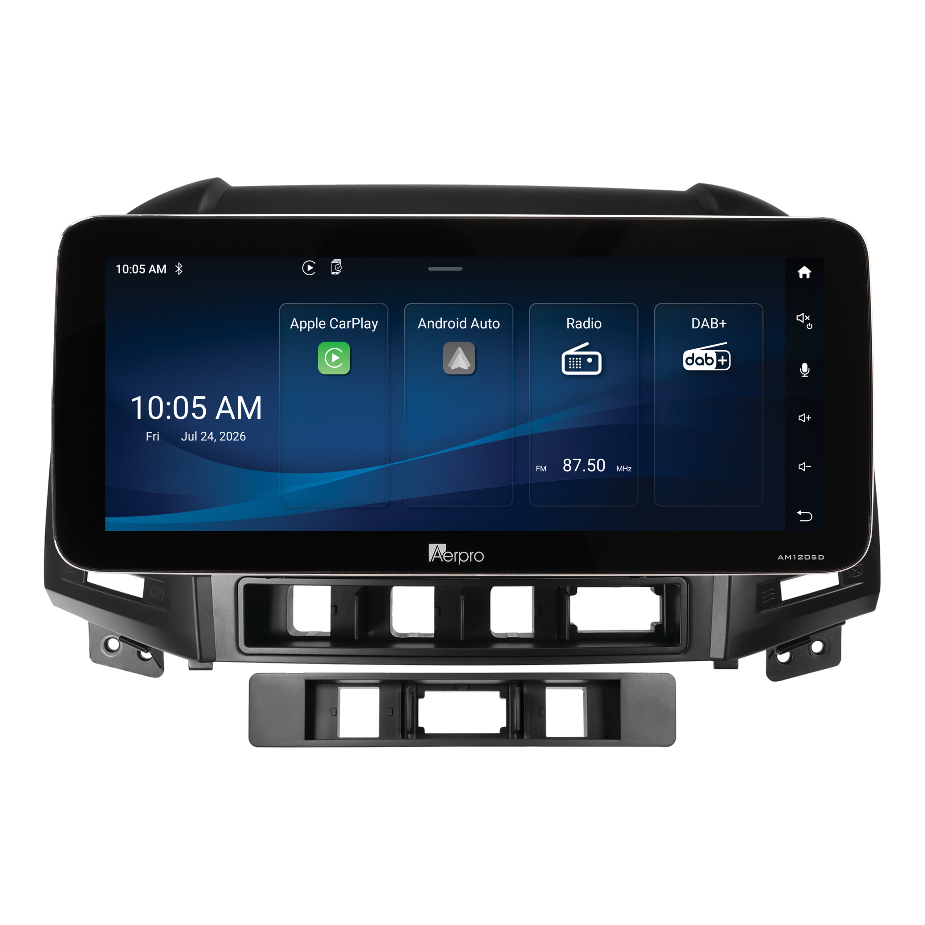 Aerpro AMTCHY19 12.3 inch head unit showing the Aerpro home screen